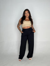 Calça Pantalona Faixa - Preta