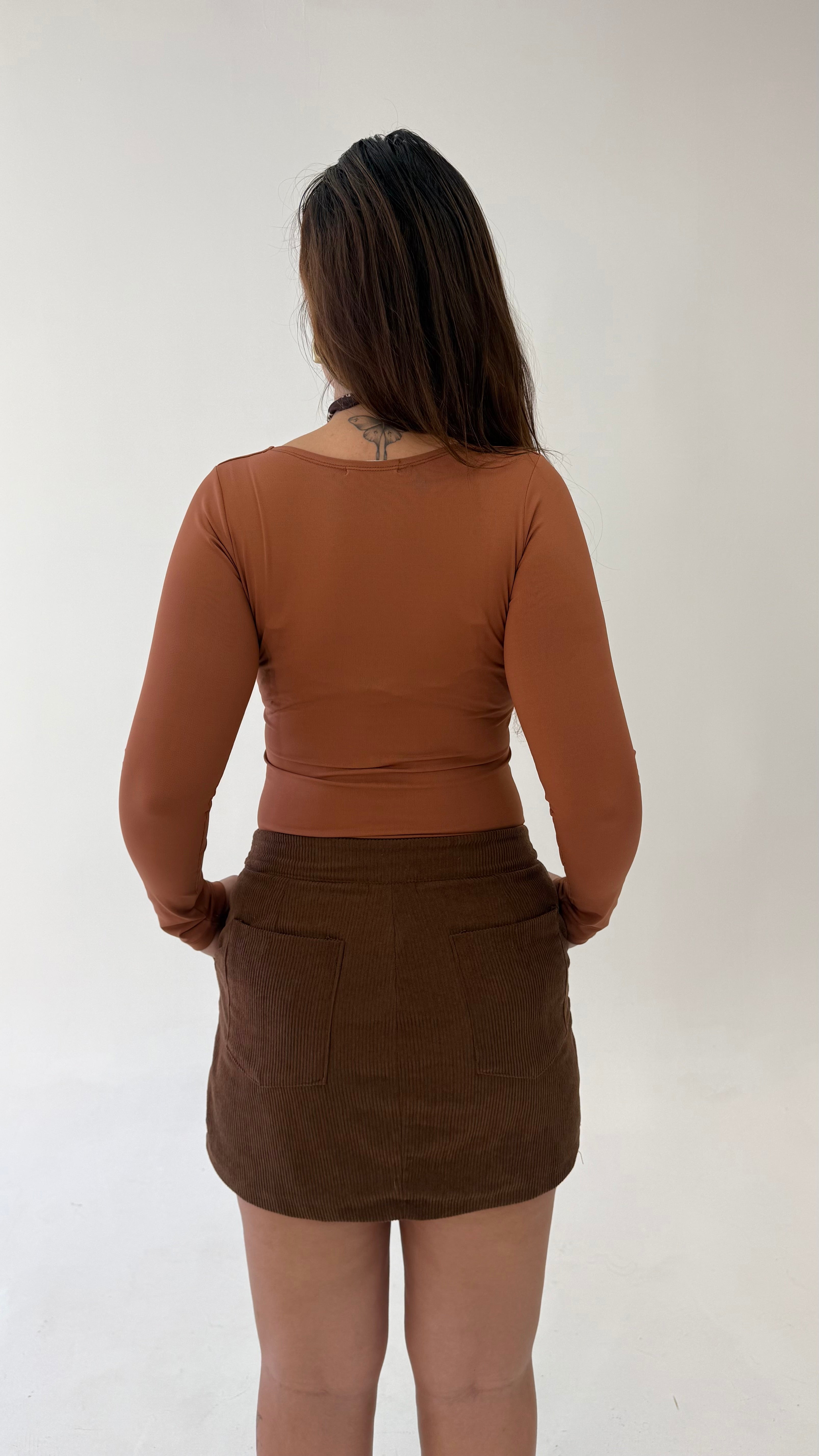 Blusa Poliamida Manga Longa - Marrom Canela