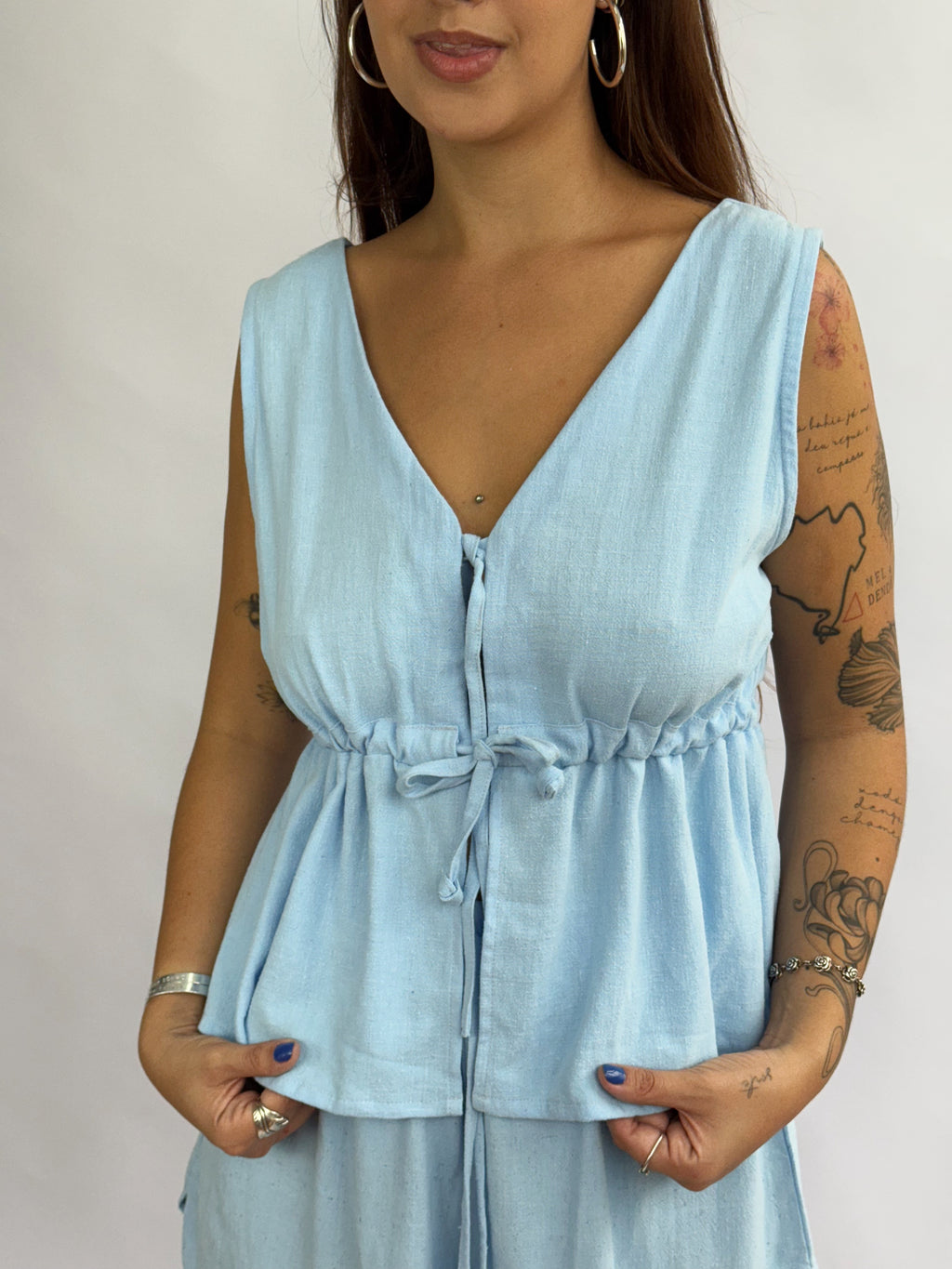 Blusa Belize Amarração - Azul Claro