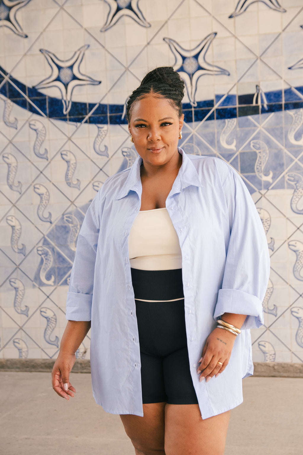 Camisão Listrado - Azul