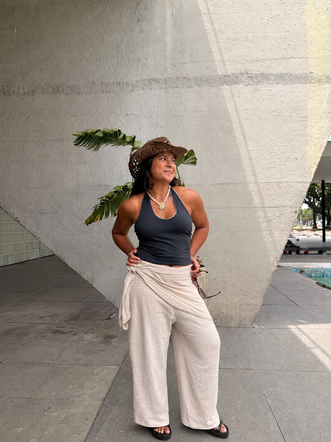 Calça Boho Lenço - Areia