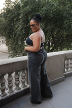 Calça Pantalona Cintura Alta - Black Jeans