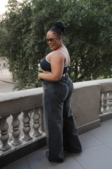 Calça Pantalona Cintura Alta - Black Jeans