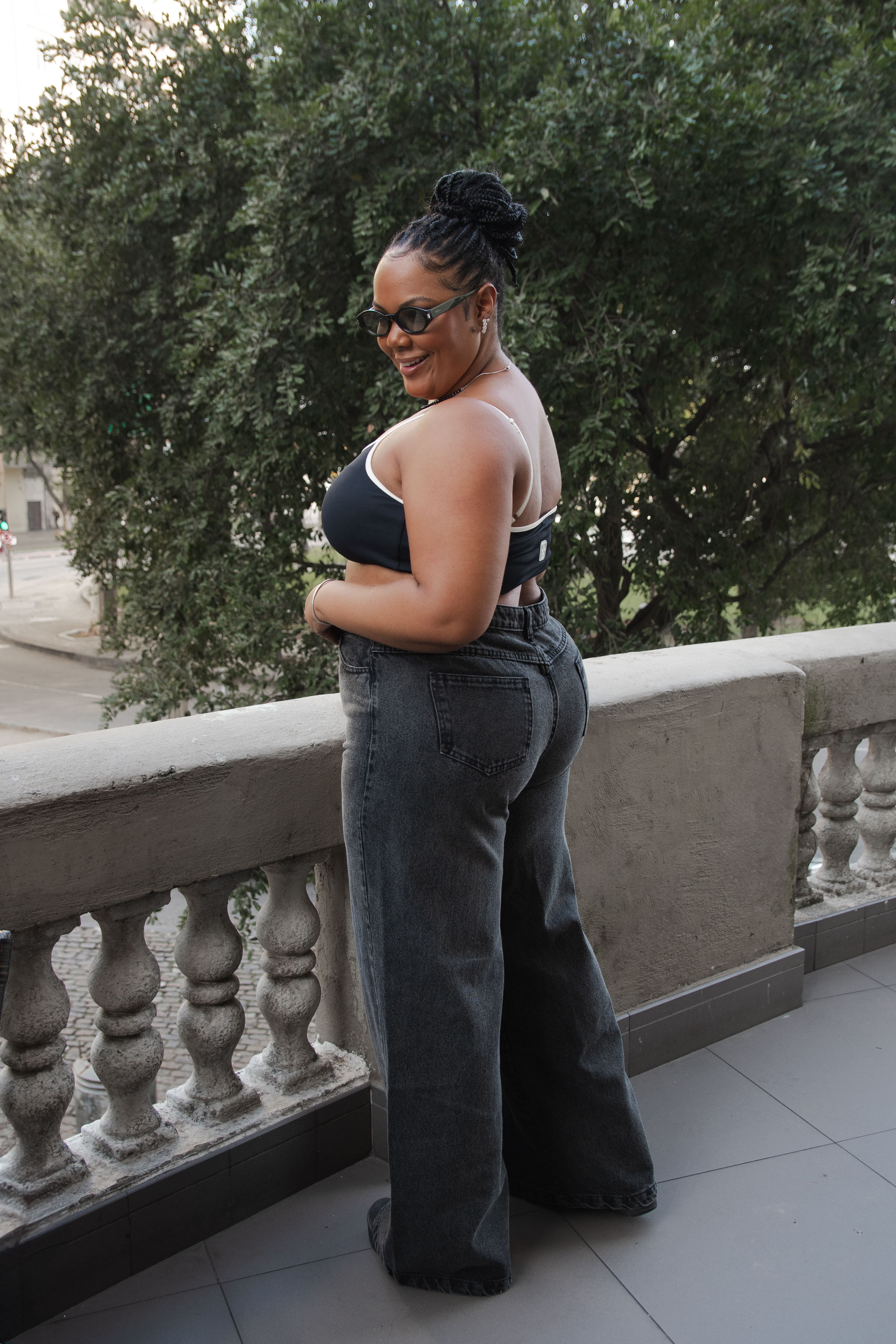 Calça Pantalona Cintura Alta - Black Jeans