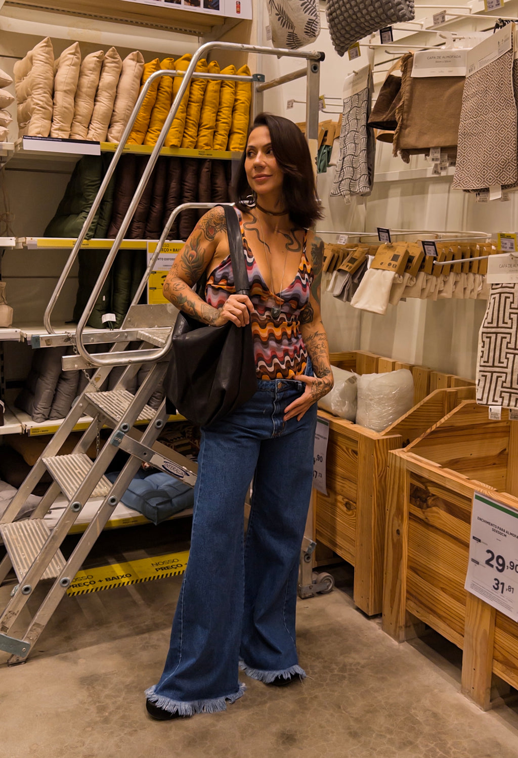 Calça Pantalona Jeans - Lavagem Blue