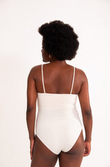 Body Poliamida Decote Quadrado - Off White