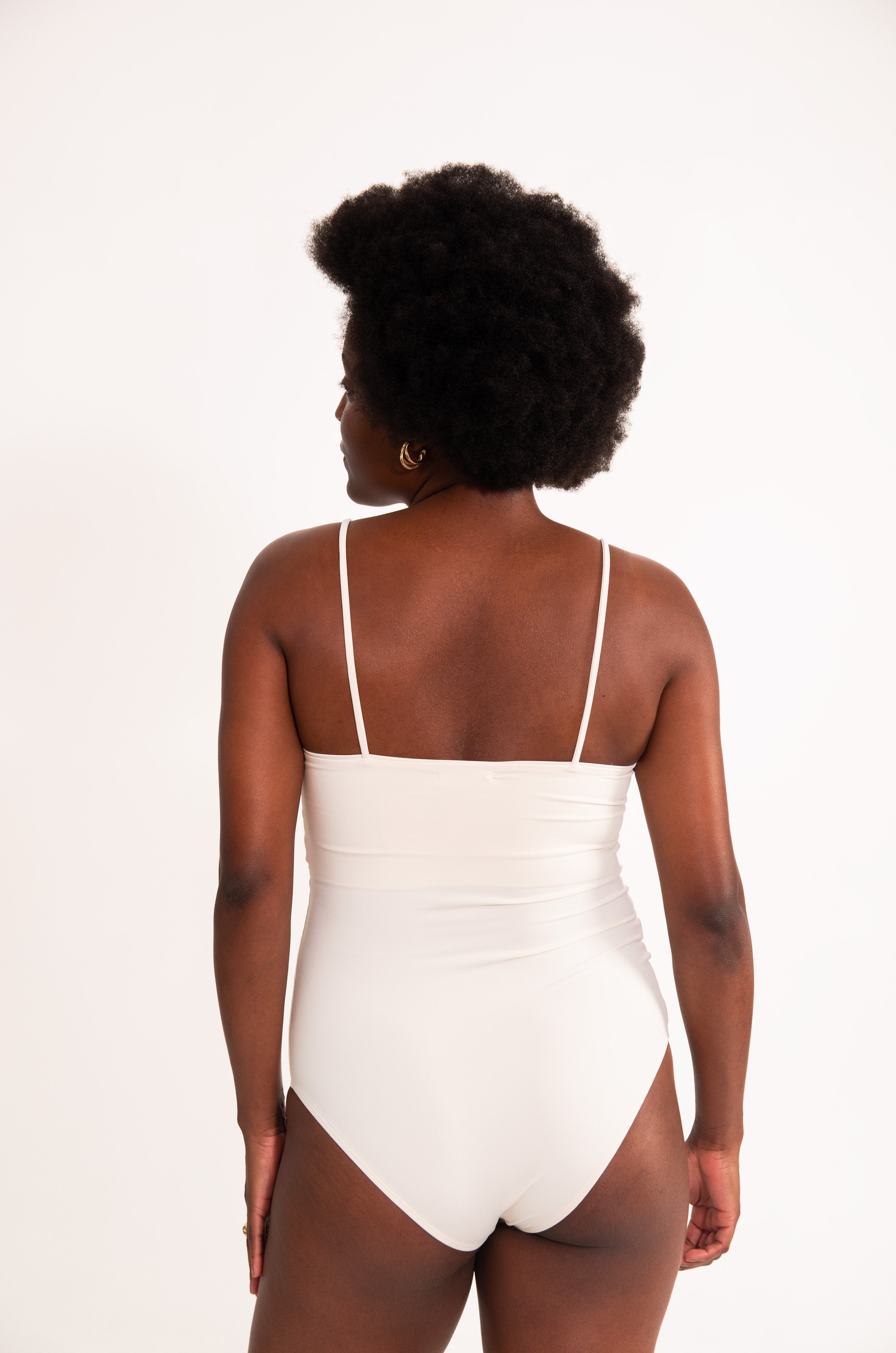 Body Poliamida Decote Quadrado - Off White