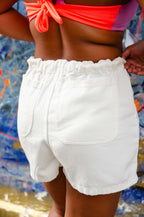 Short Jeans Elástico - Off White
