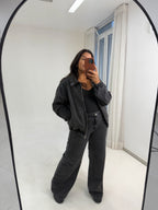 Calça Pantalona Cintura Alta - Black Jeans
