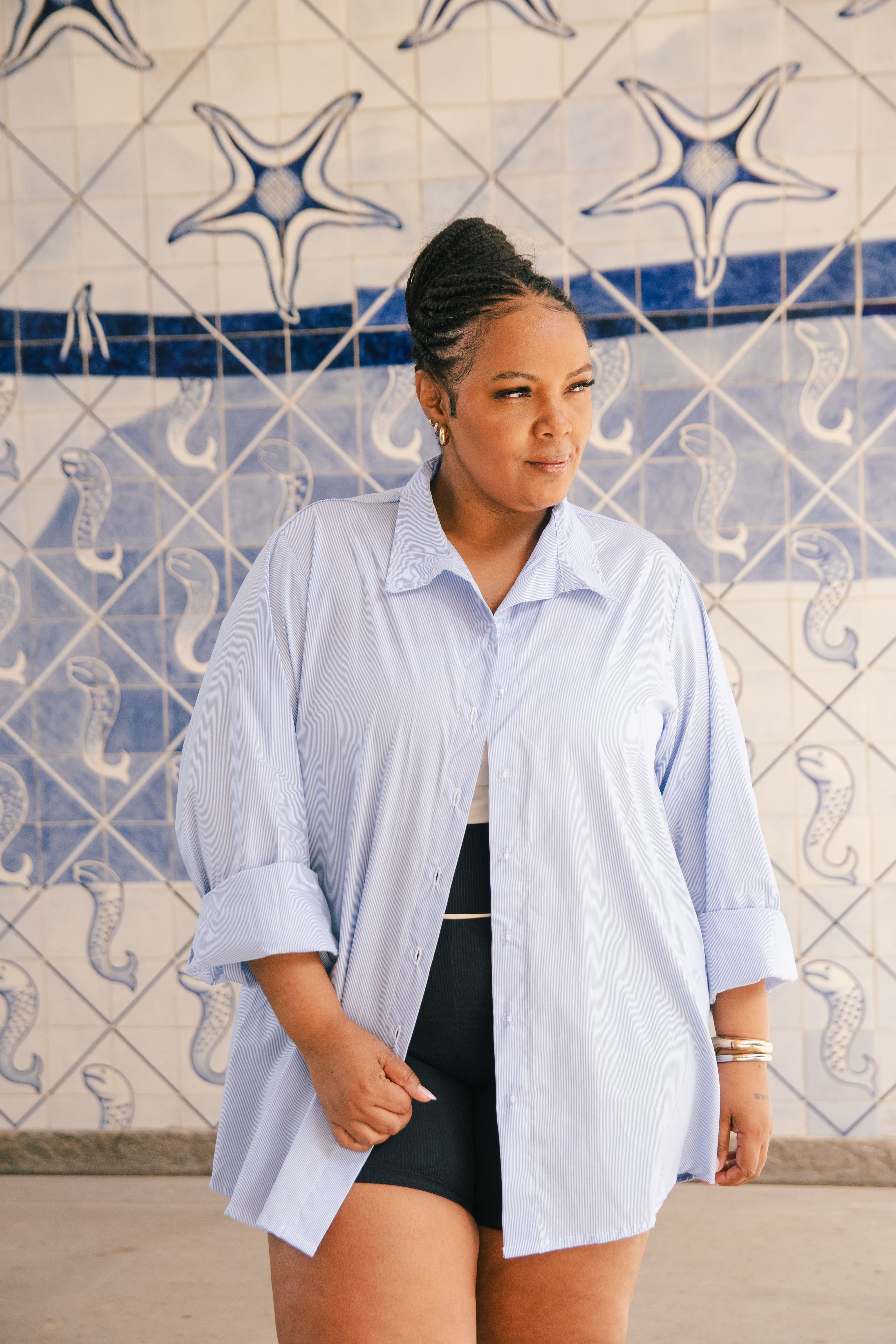 Camisão Listrado - Azul
