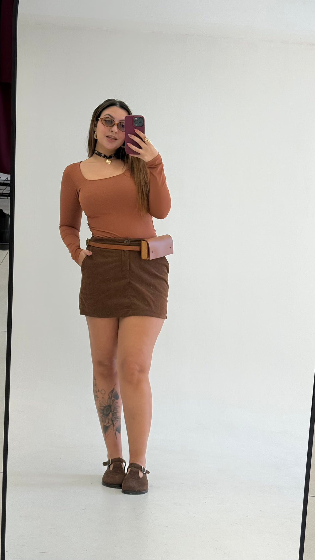 Blusa Poliamida Manga Longa - Marrom Canela