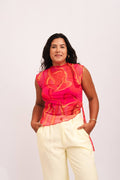 Blusa Tule Assimétrica - Rosa Mesclada