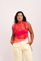 Blusa Tule Assimétrica - Rosa Mesclada