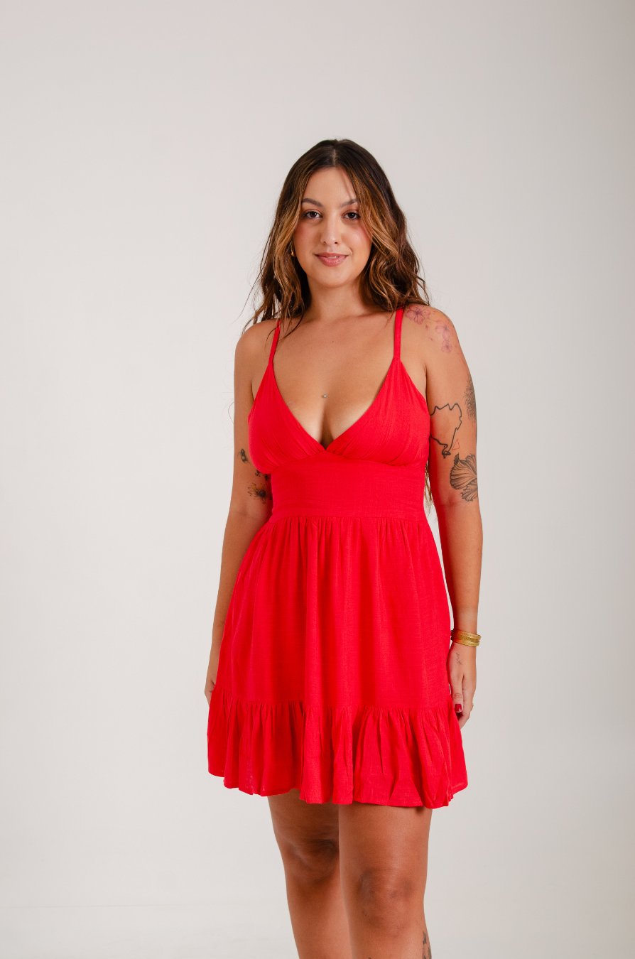 Vestido Curto Verano - Vermelho