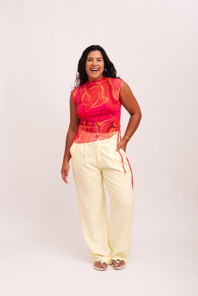 Blusa Tule Assimétrica - Rosa Mesclada