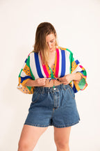 Short Jeans Elástico - Lavagem escura