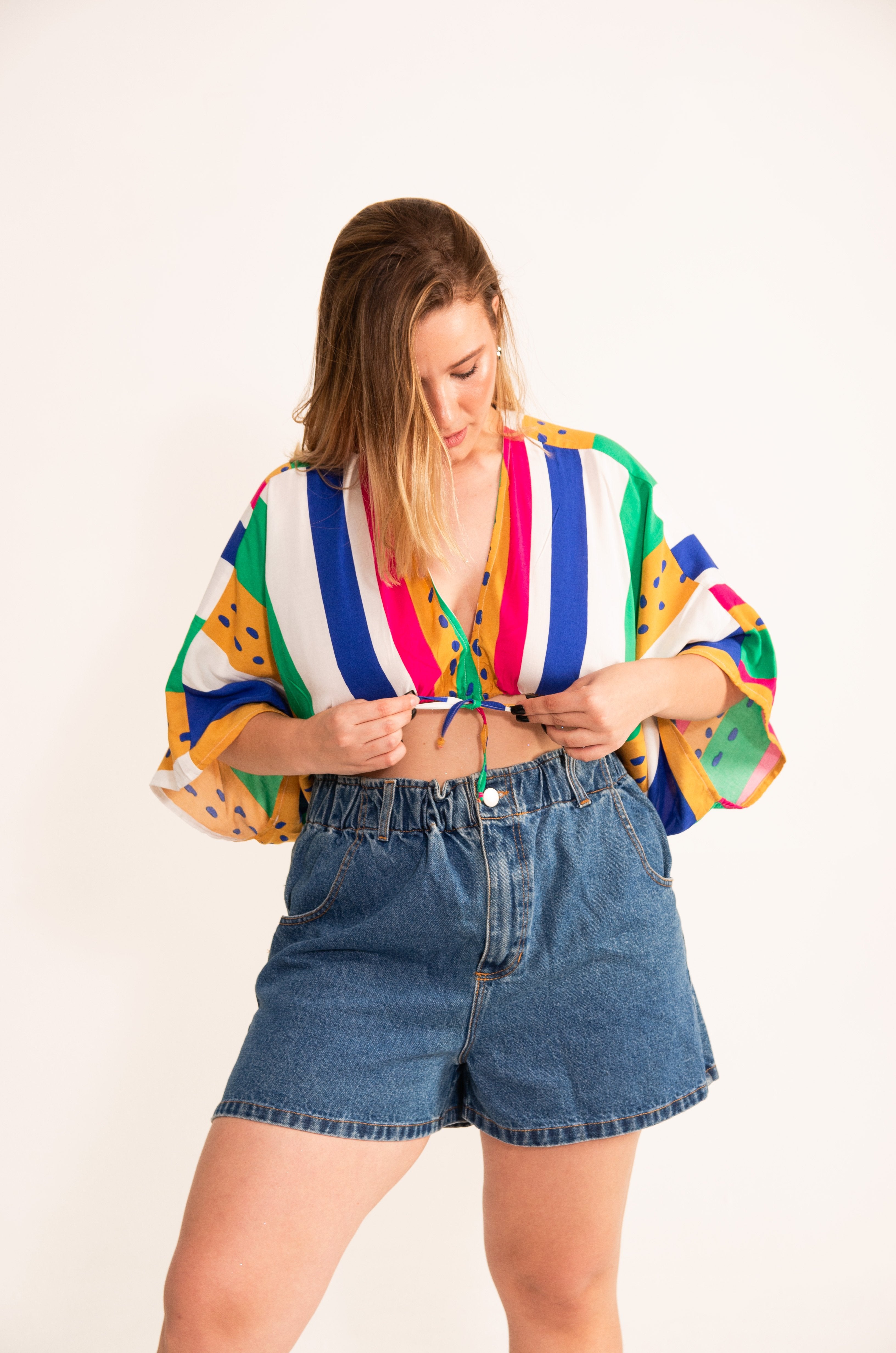 Short Jeans Elástico - Lavagem escura