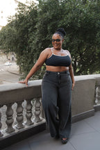 Calça Pantalona Cintura Alta - Black Jeans