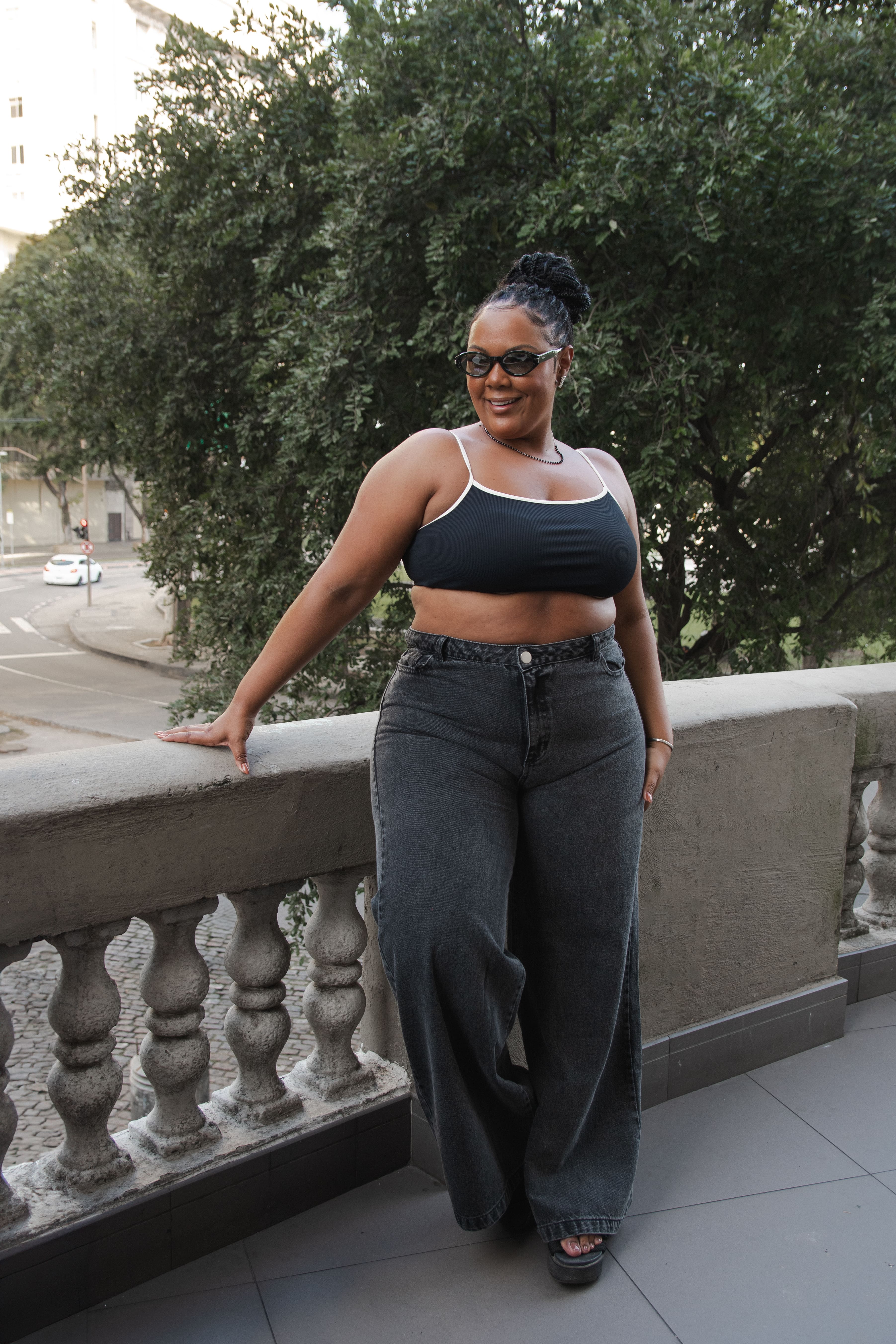 Calça Pantalona Cintura Alta - Black Jeans