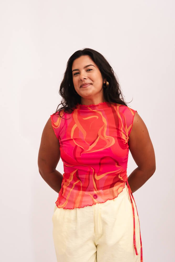 Blusa Tule Assimétrica - Rosa Mesclada