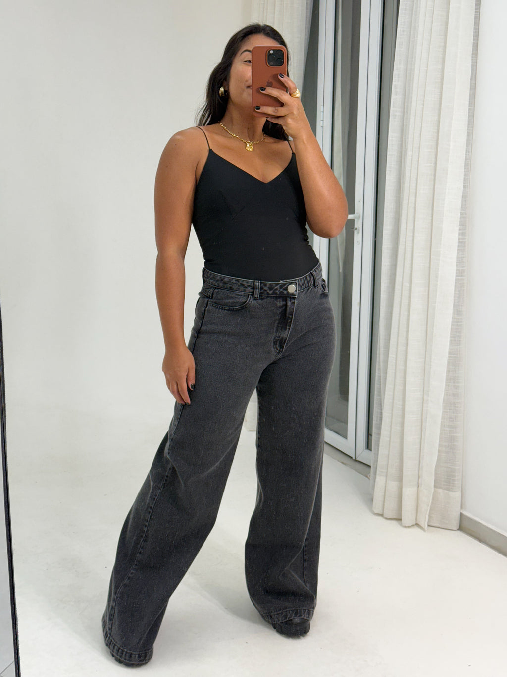 Calça Pantalona Cintura Alta - Black Jeans