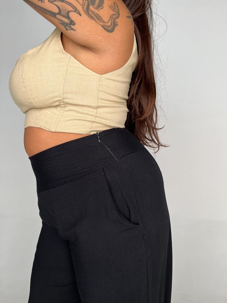 Calça Pantalona Faixa - Preta
