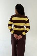 Suéter Tricot/ Amarelo e Marrom