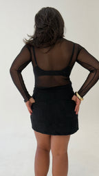 Blusa Tule Manga Comprida - Preta