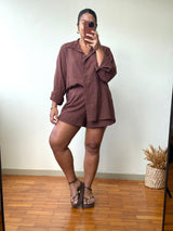 Conjunto Short + Camisão Levíssimo Marrom