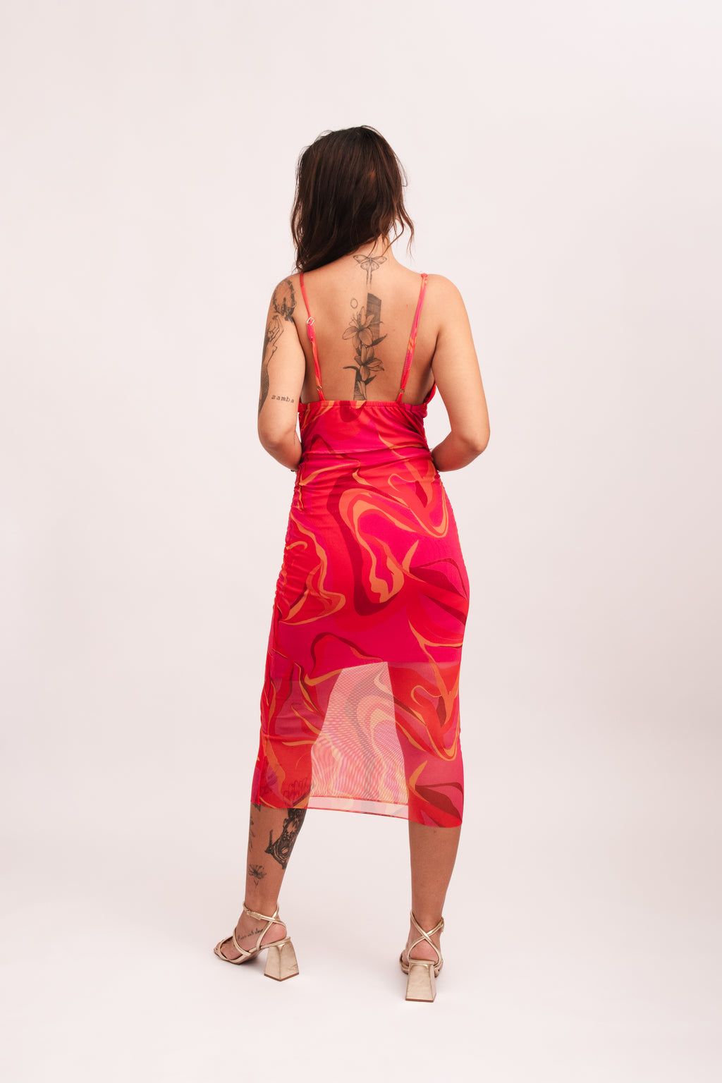 Vestido Midi Tule Coladinho - Rosa Mesclado