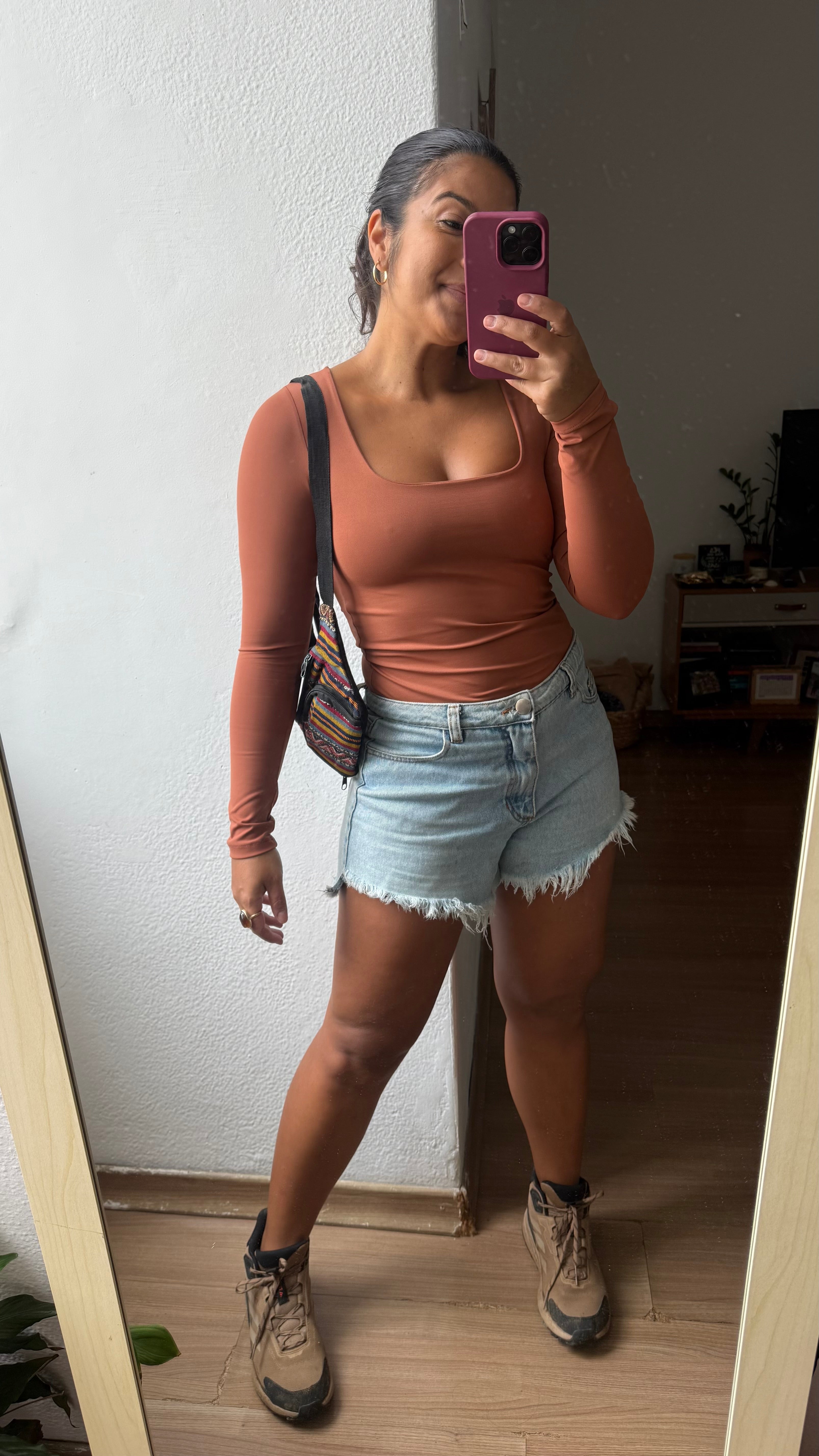 Blusa Poliamida Manga Longa - Marrom Canela