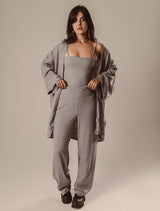 Body Poliamida Decote Quadrado - Cinza
