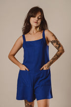 Conjunto 2 Macaquinhos de Linho - Preto e Azul Royal