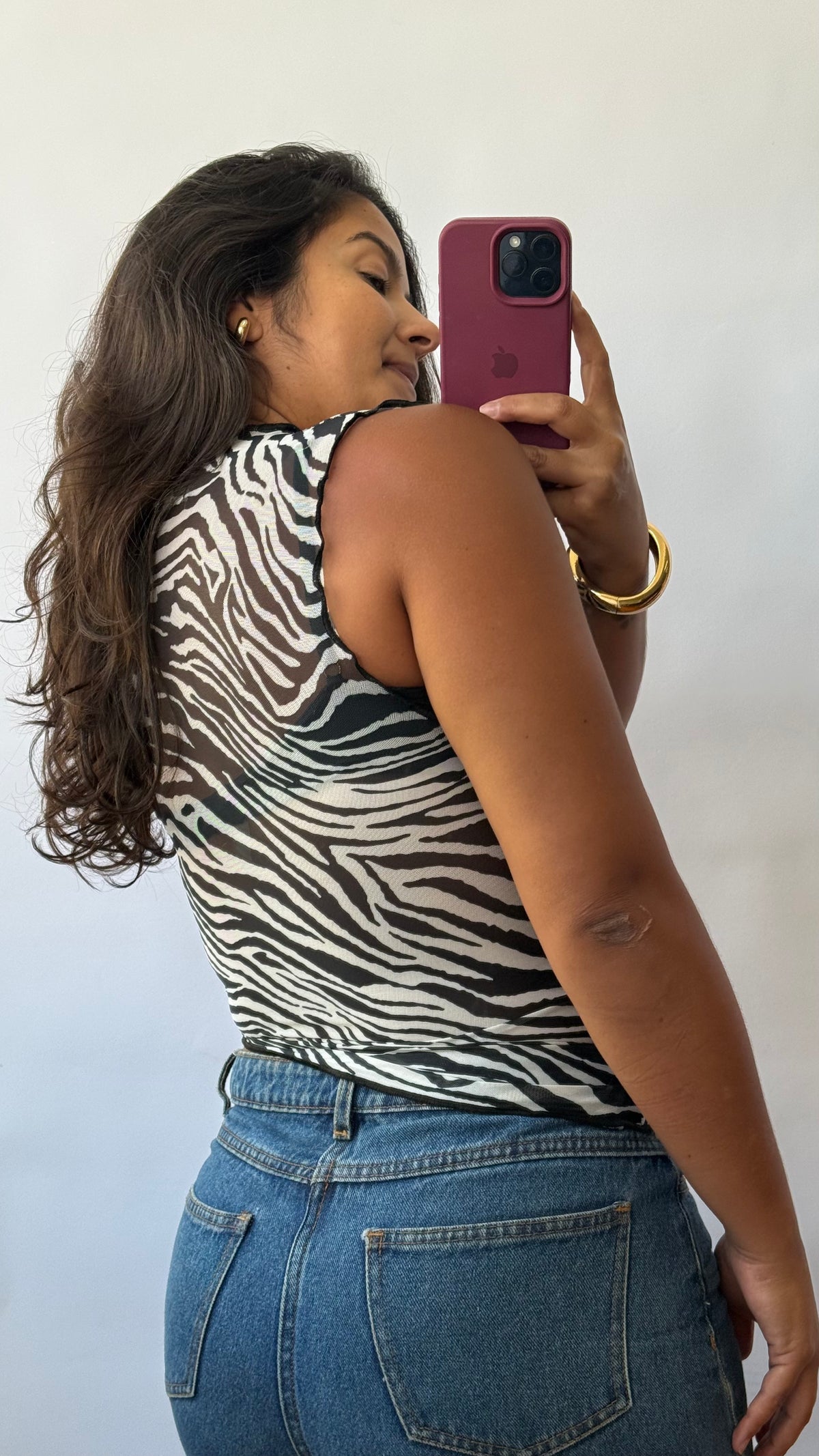 Blusa Tule Assimétrica - Zebrada Preta e Branca