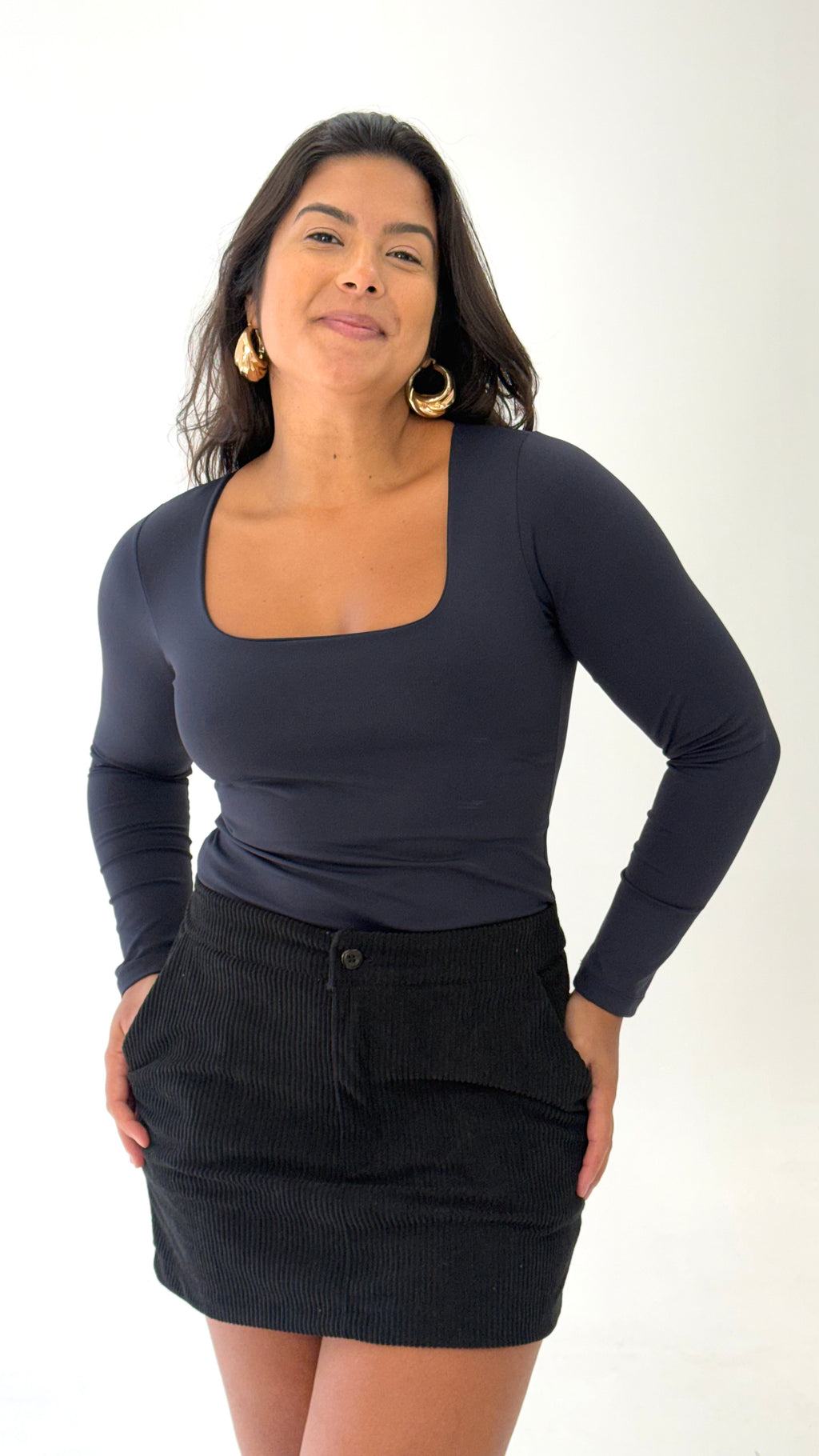 Blusa Poliamida Manga Longa - Preta