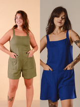 Conjunto 2 Macaquinhos de Linho - Verde Militar e Azul Royal