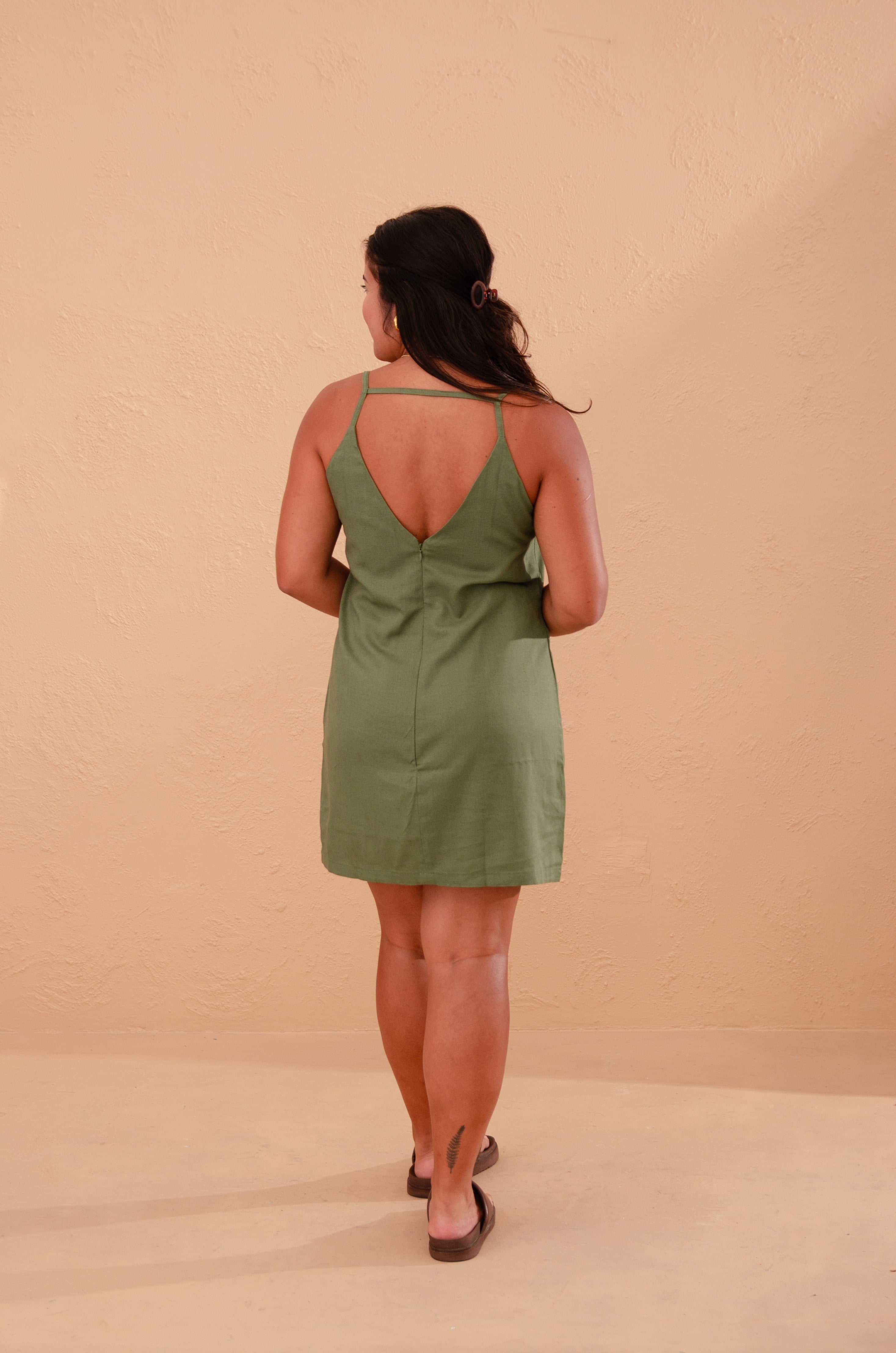 Vestido Natu Linho - Verde Militar