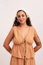 Blusa Belize Amarração - Caramelo