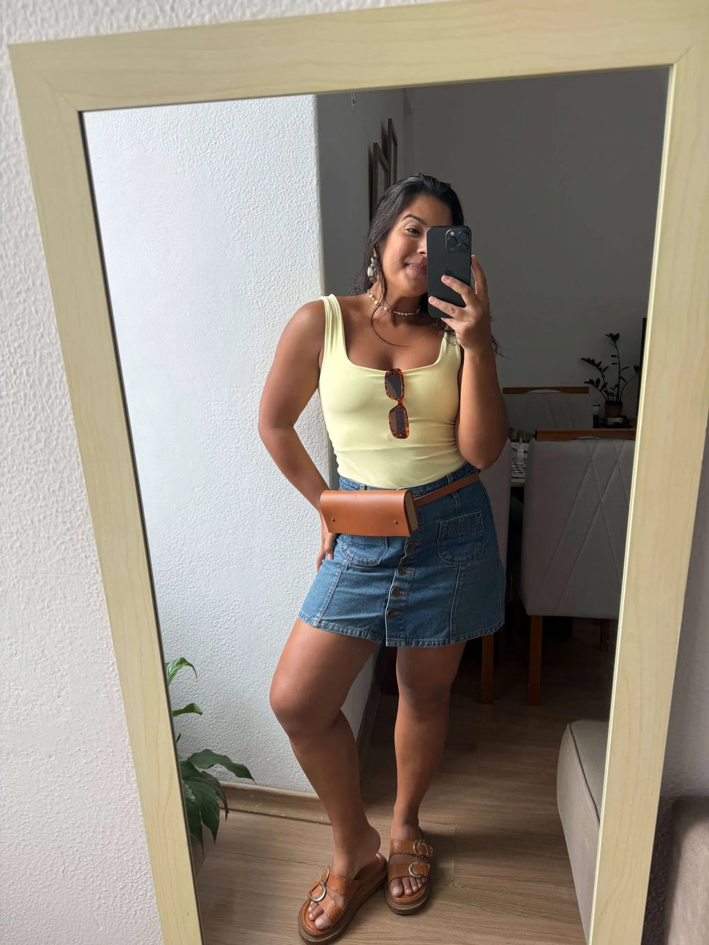 Blusa Poliamida Decote Quadrado - Amarelo Manteiga