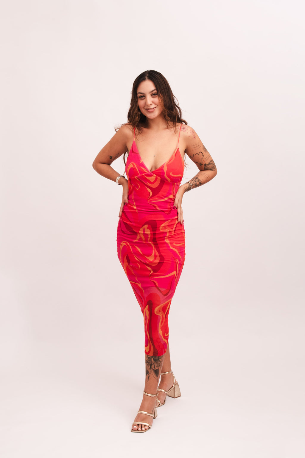 Vestido Midi Tule Coladinho - Rosa Mesclado