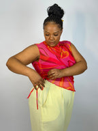 Blusa Tule Assimétrica - Rosa Mesclada