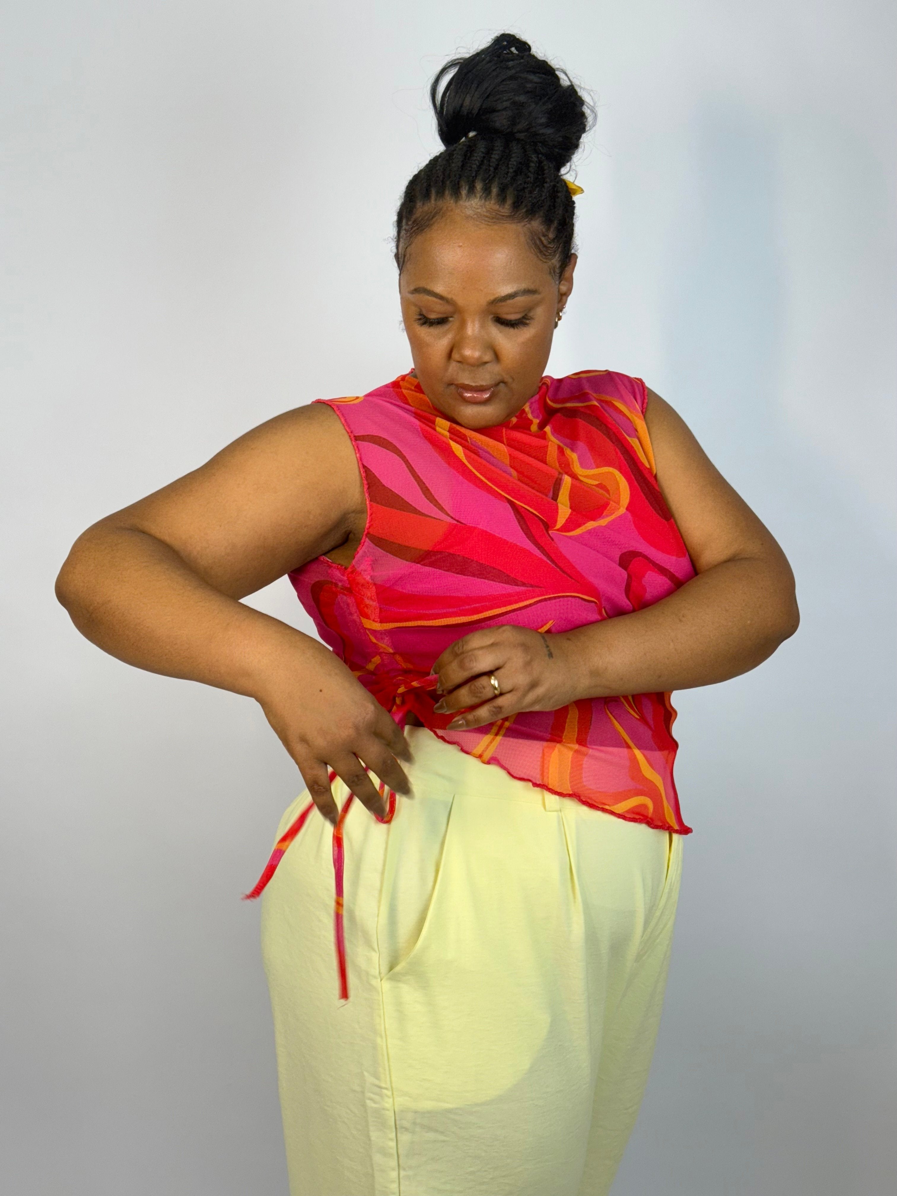 Blusa Tule Assimétrica - Rosa Mesclada