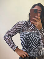 Blusa Tule Manga Comprida - Zebrada