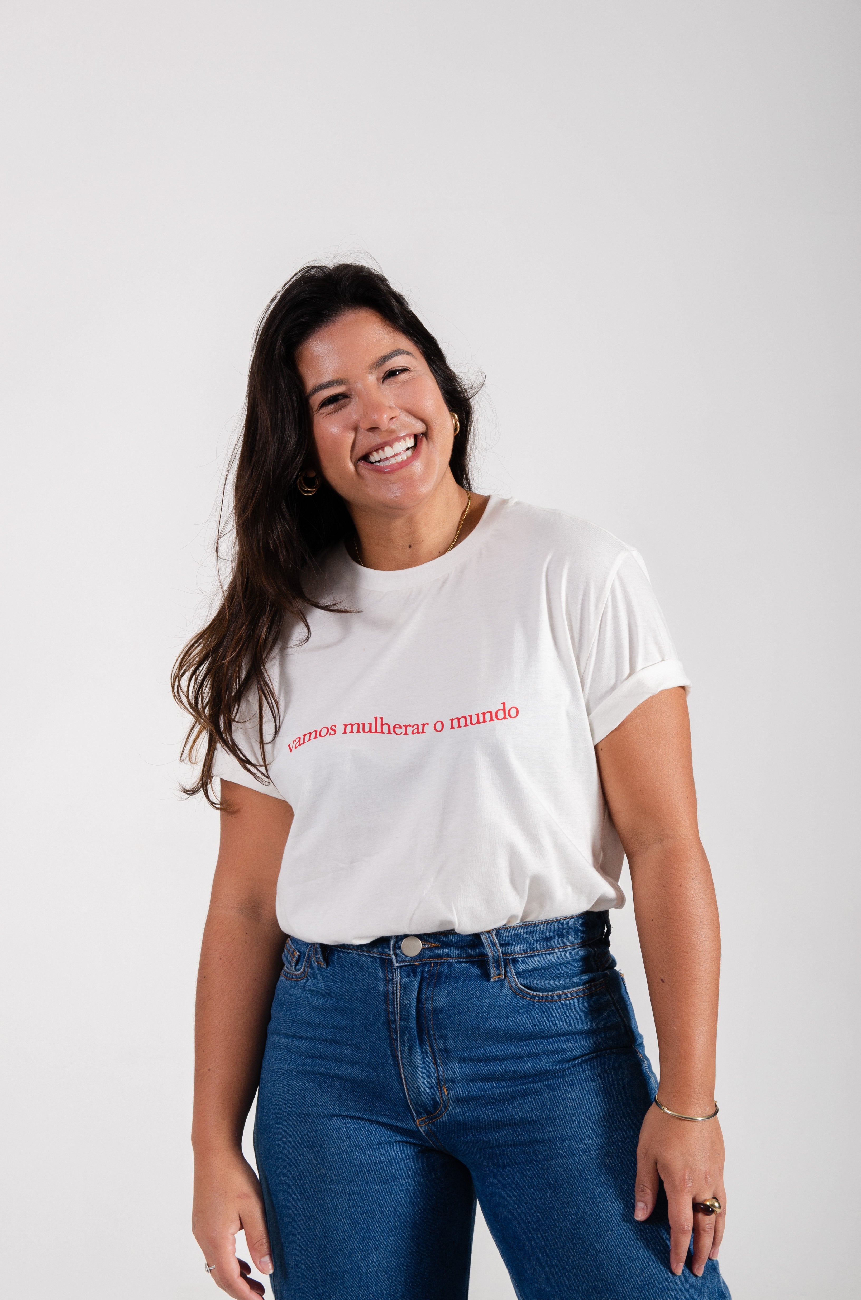 Camiseta Vamos Mulherar o Mundo - Off White