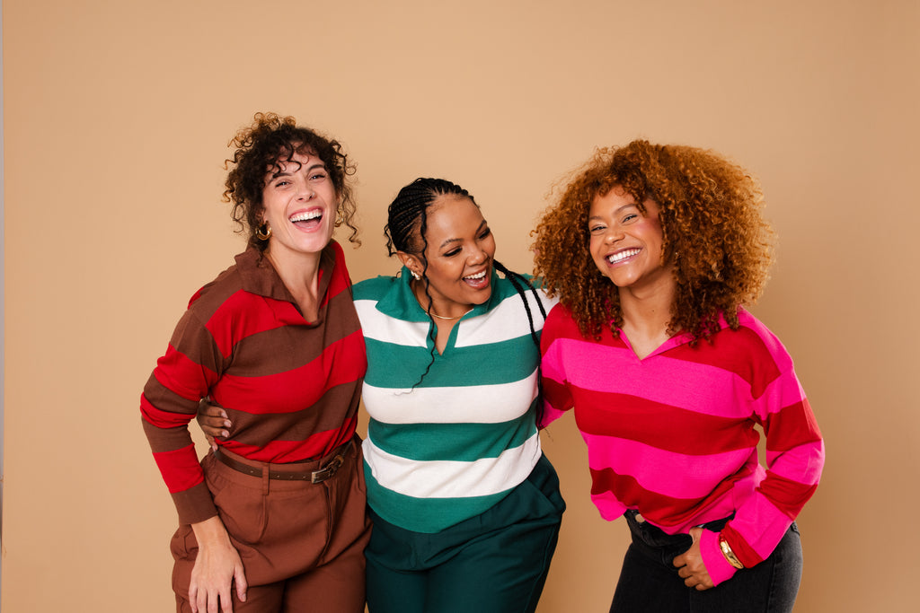 Suéter Tricot Listrado - Vermelho e Rosa