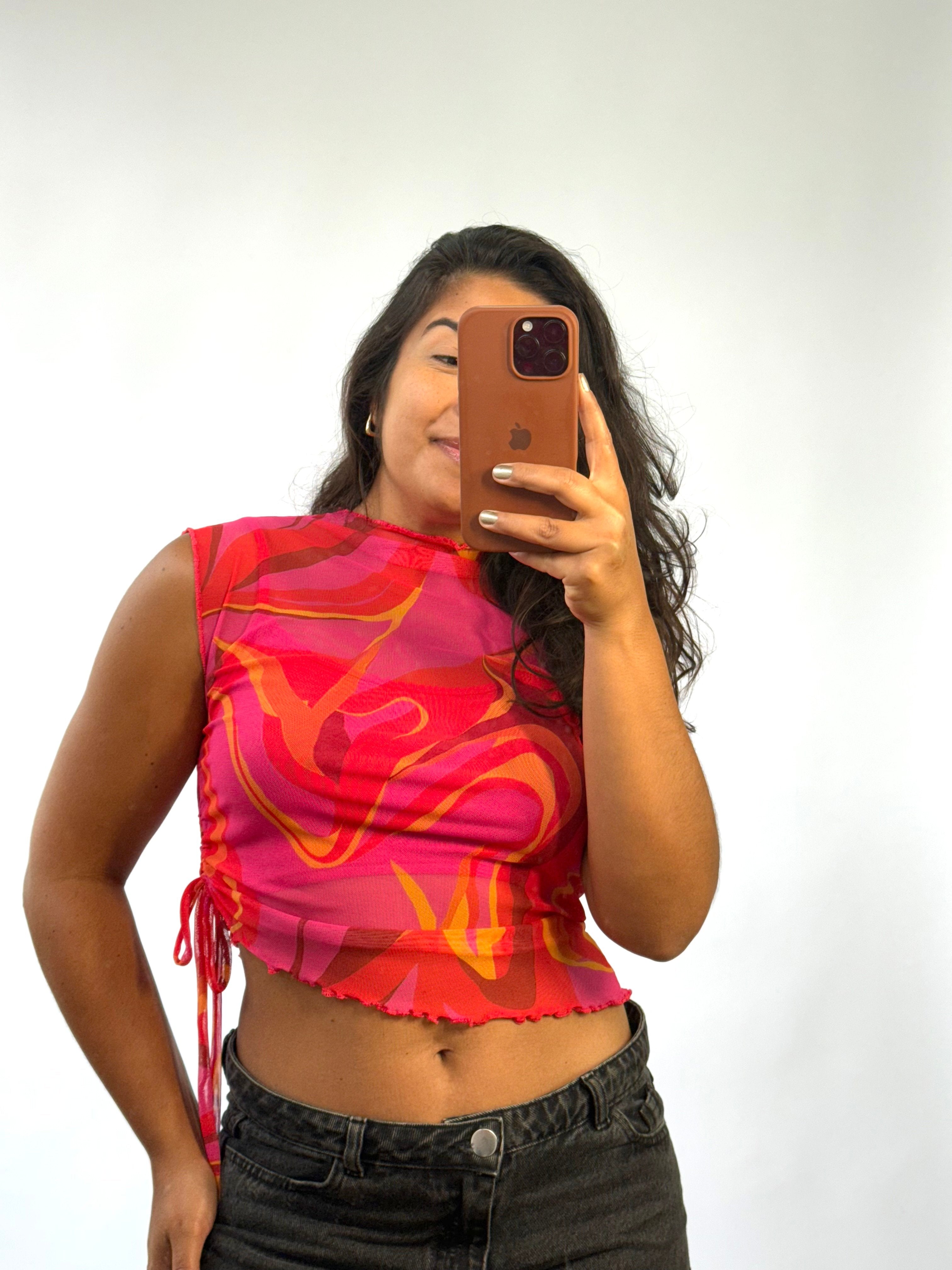 Blusa Tule Assimétrica - Rosa Mesclada