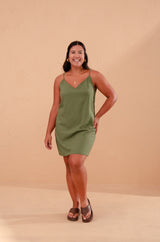 Vestido Natu Linho - Verde Militar
