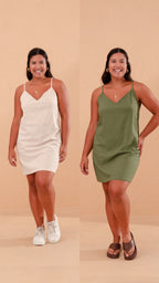 Kit Vestido Natu - Verde Militar e Natural
