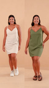 Kit Vestido Natu - Verde Militar e Natural