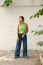Calça Pantalona Jeans - Lavagem Blue